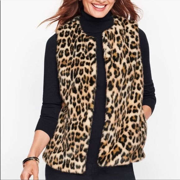 Talbots Jackets & Blazers - Talbots Faux Fur Leopard Print Vest - Size